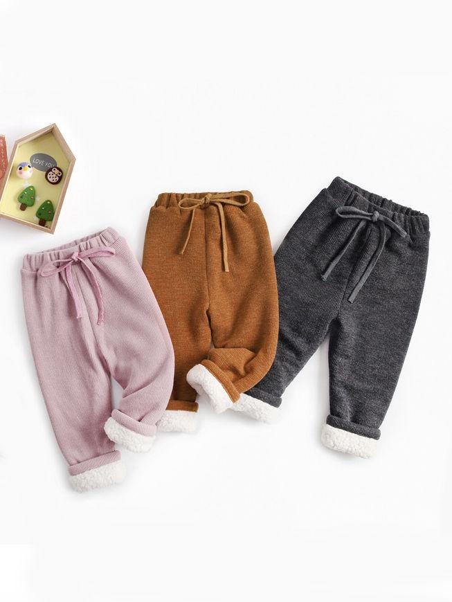 Solid Color Berber Fleece Rib Baby Toddler Kids Thick Warm Pants - dianjiang-