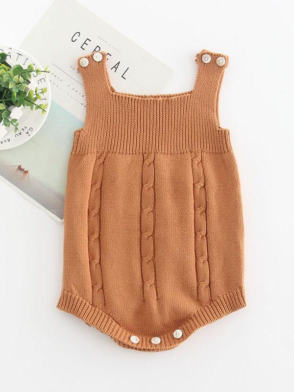 Solid Color Cotton Baby Onesie Sleeveless Suspender Knitwear - dianjiang-