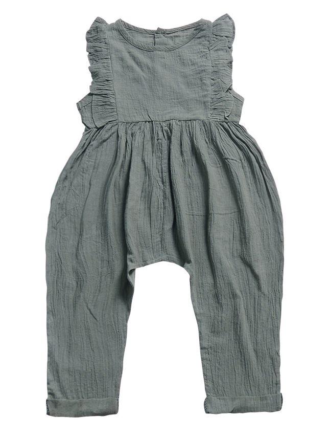 Solid Color Onesie Ruffle Baby Jumpsuit Overalls - dianjiang-