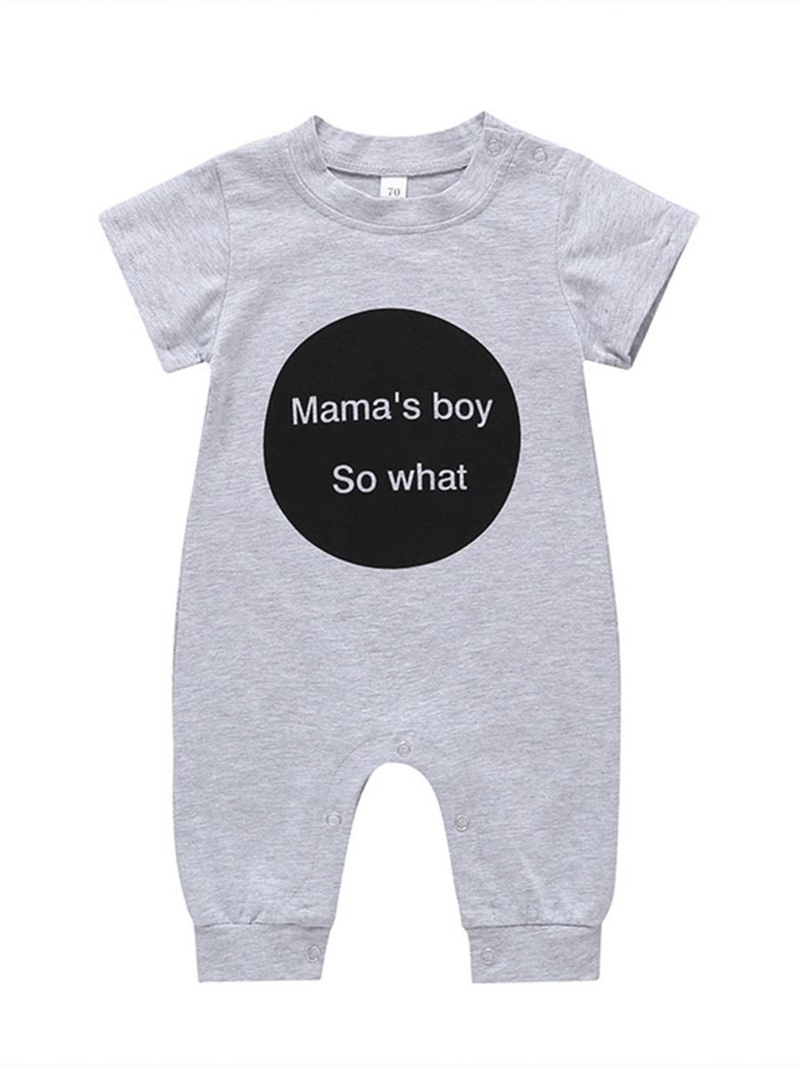 Solid Color Letters Printed Summer Baby Boys Overall - dianjiang-