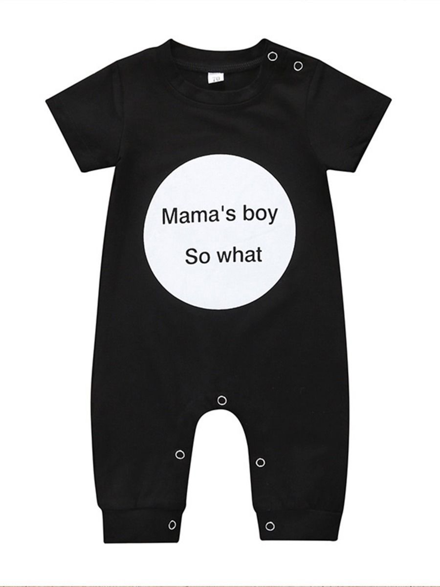Solid Color Letters Printed Summer Baby Boys Overall - dianjiang-