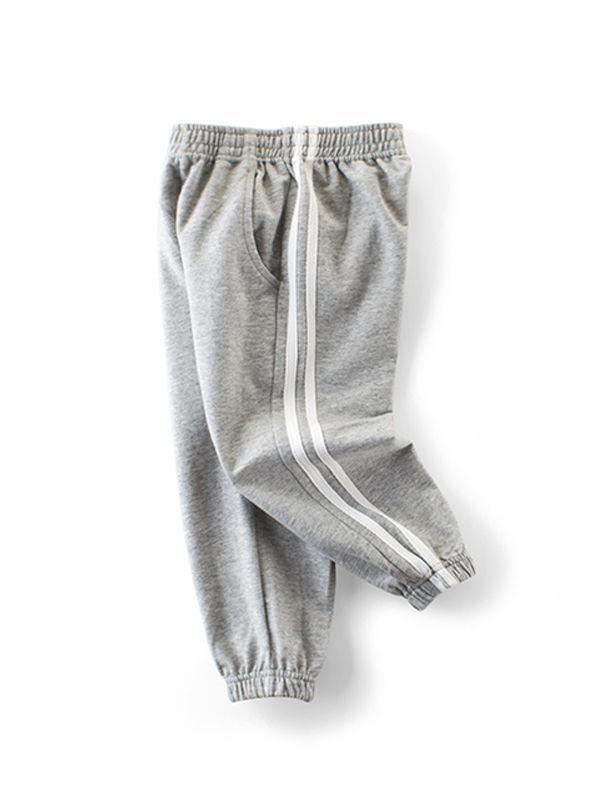 Solid Color Trousers Sporty Side Stripes Toddlers Kids Pants - dianjiang-
