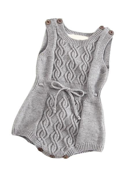 Solid Color Woolen Yarn Baby Onesies Cute Knitted Romper Bodysuit - dianjiang-