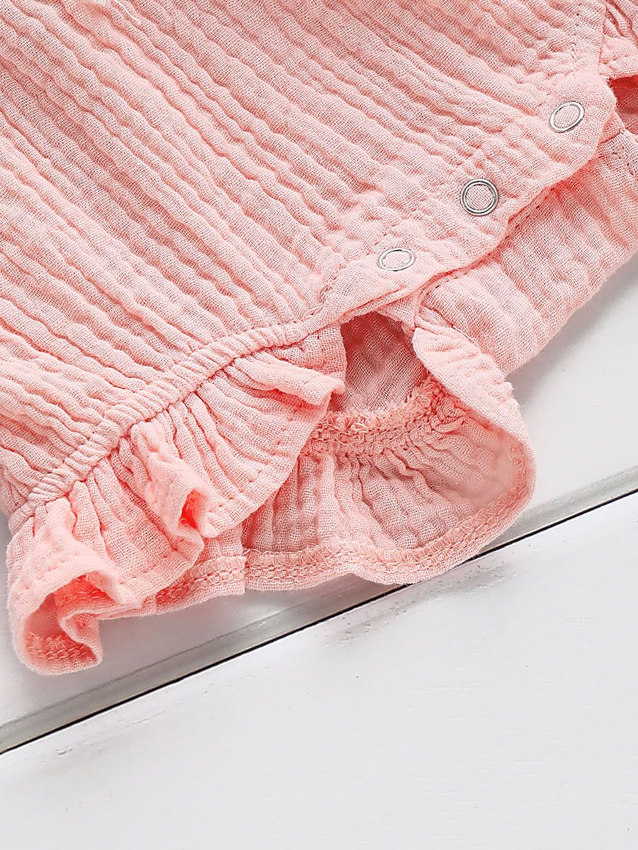 Solid Color Ruffle Muslin Baby Girl Onesie Romper - dianjiang-