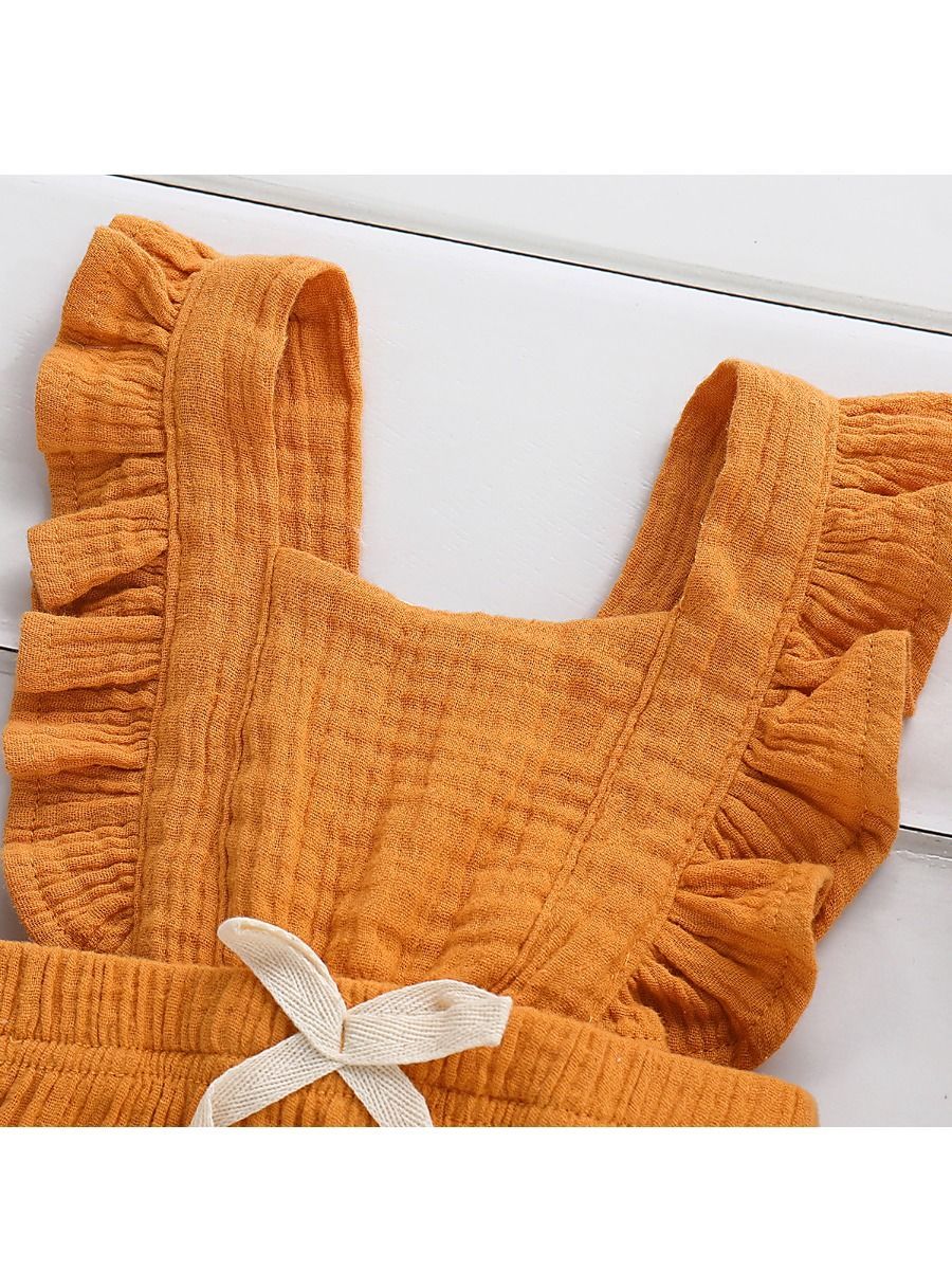 Solid Color Ruffle Muslin Baby Girl Onesie Romper - dianjiang-