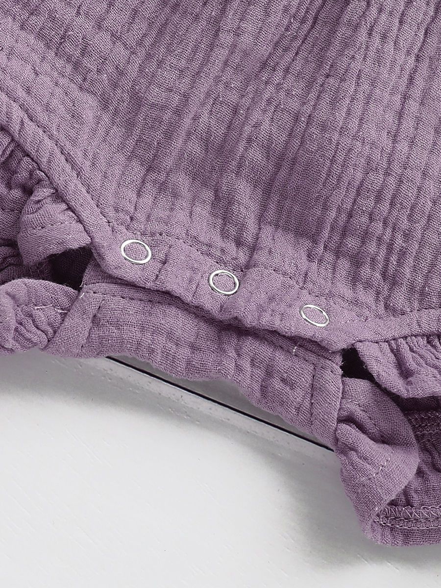 Solid Color Ruffle Muslin Baby Girl Onesie Romper - dianjiang-