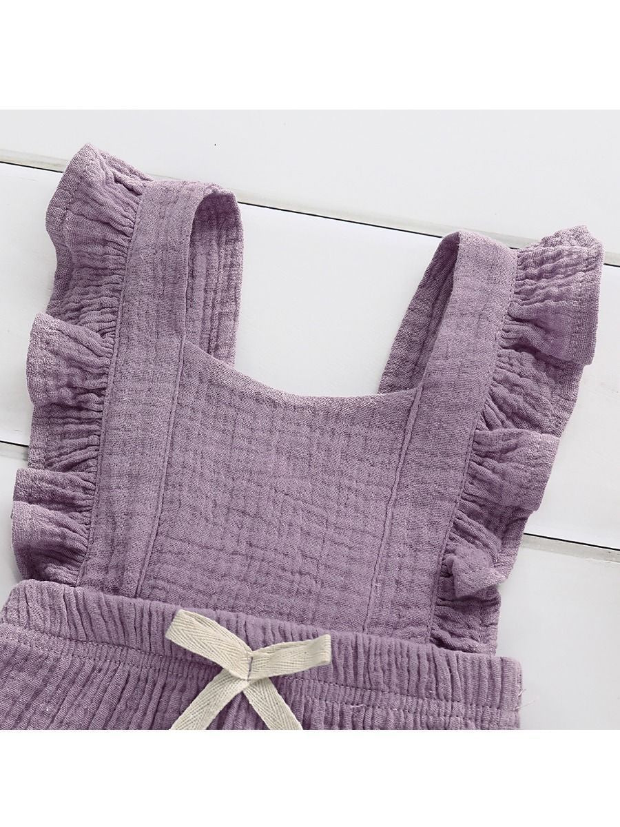 Solid Color Ruffle Muslin Baby Girl Onesie Romper - dianjiang-