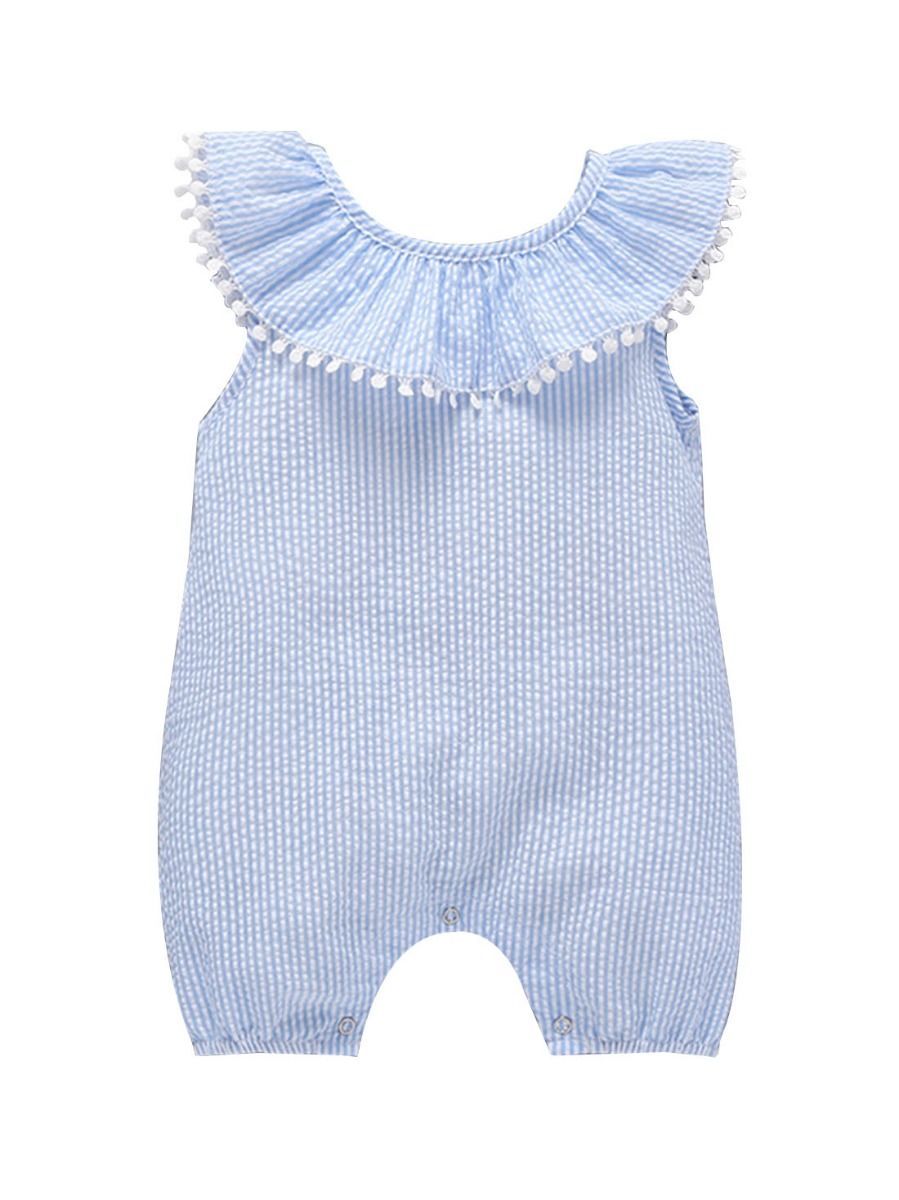 Solid Color Ruffled Collar Off Shoulder Baby Romper Onesie - dianjiang-