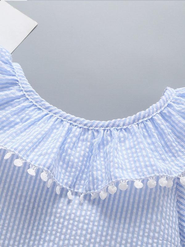 Solid Color Ruffled Collar Off Shoulder Baby Romper Onesie - dianjiang-