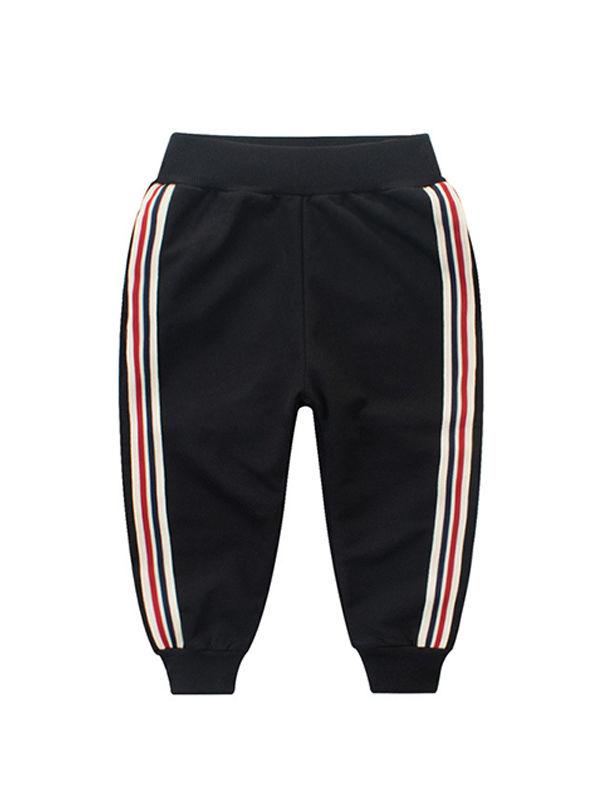Sporty Side Stripes Pants Solid Color Trousers for Toddlers Kids - dianjiang-