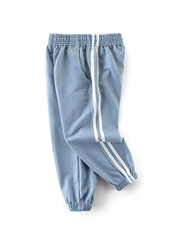Solid Color Trousers Sporty Side Stripes Toddlers Kids Pants - dianjiang-