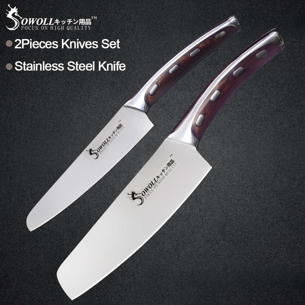 Sowoll Stainless Steel Knife Seamless Welding Resin Fibre Handle High Carbon Blade Utility Chef Chopping Knife Cooking Tools - dianjiang-