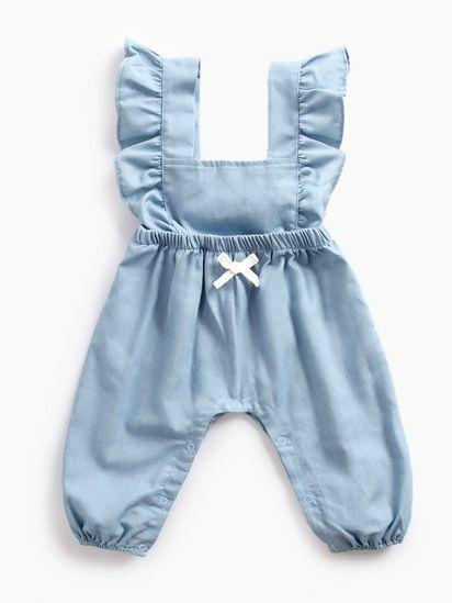 Spanish Blue Ruffled Sleeveless Summer Baby Onesie Jumpsuit - dianjiang-