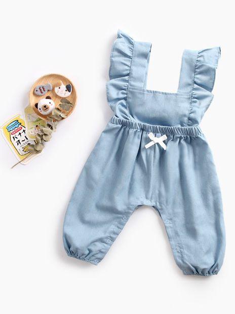 Spanish Blue Ruffled Sleeveless Summer Baby Onesie Jumpsuit - dianjiang-
