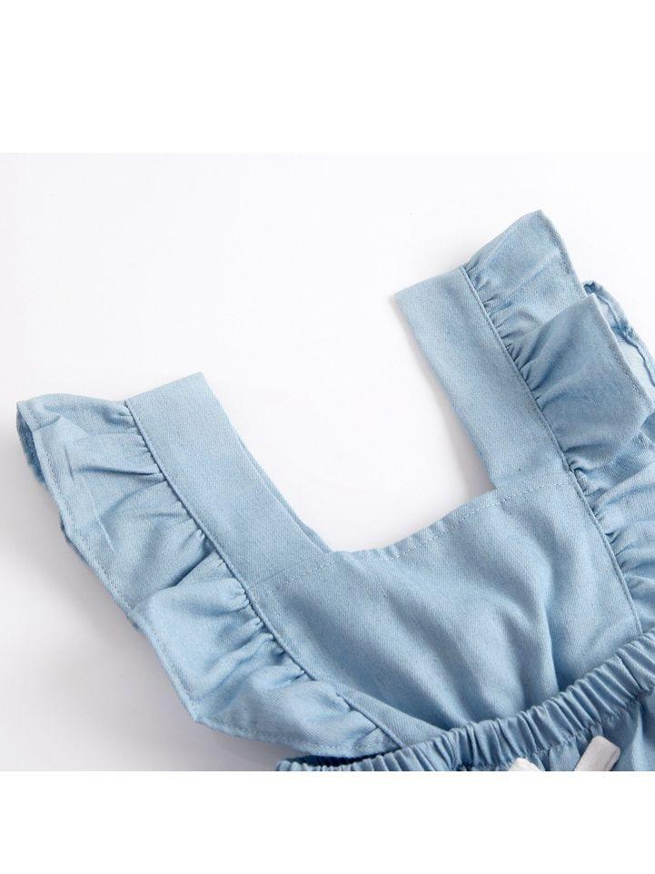 Spanish Blue Ruffled Sleeveless Summer Baby Onesie Jumpsuit - dianjiang-
