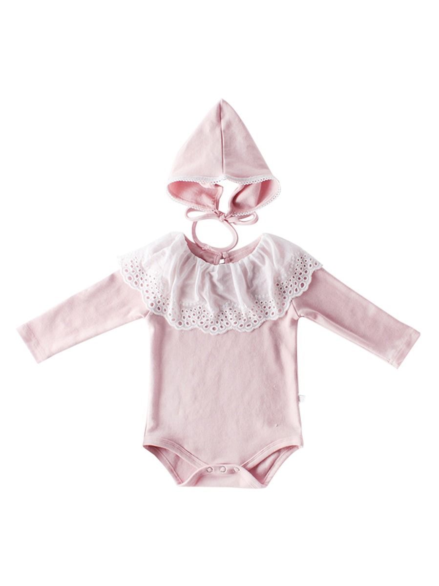 2-Piece Spanish Style Baby Clothes Lace Trim Romper Matching Hat - dianjiang-