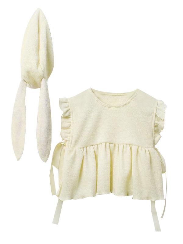 Spanish Style Top Ruffled Baby Vest with Bunny Ear Hat - dianjiang-