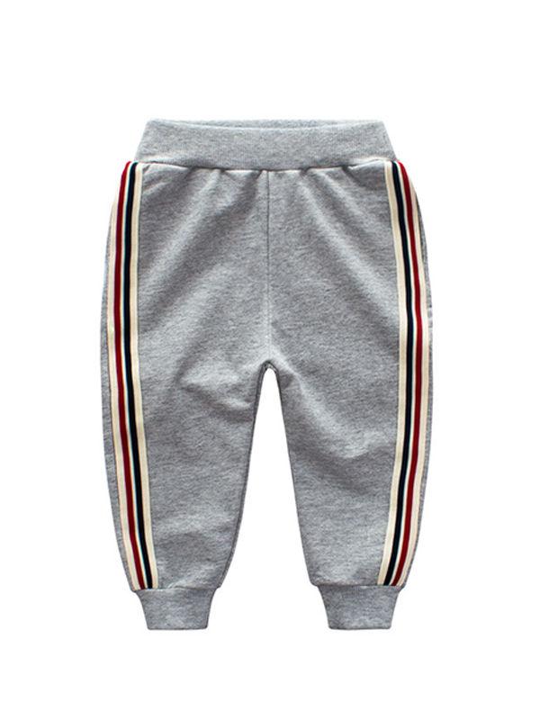 Sporty Side Stripes Pants Solid Color Trousers for Toddlers Kids - dianjiang-
