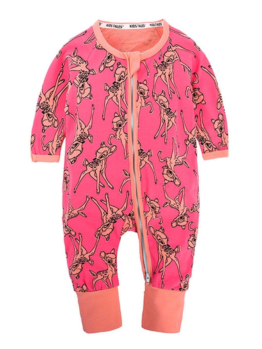 Spring Autumn Cartoon Printed Zip Jumpsuit Overalls - dianjiang-