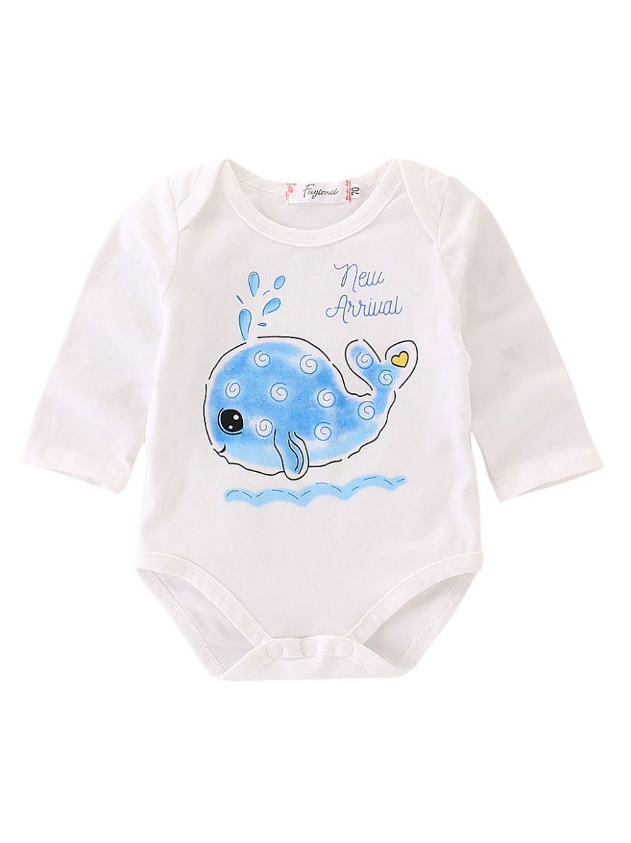 Spring Autumn 2-piece Cute Infant Dolphin Bodysuit & Pants Outfit - dianjiang-