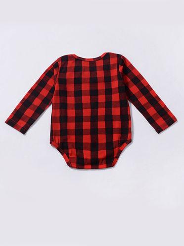 Spring Baby Girl Red & Black Checked Ruffled Romper - dianjiang-
