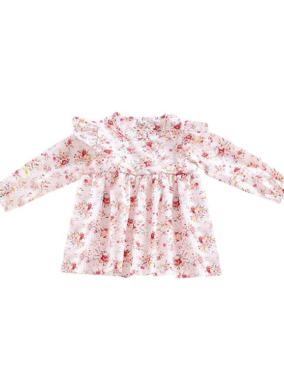Spring Baby Little Girl Flower Flutter Sleeve Casual Dress - dianjiang-