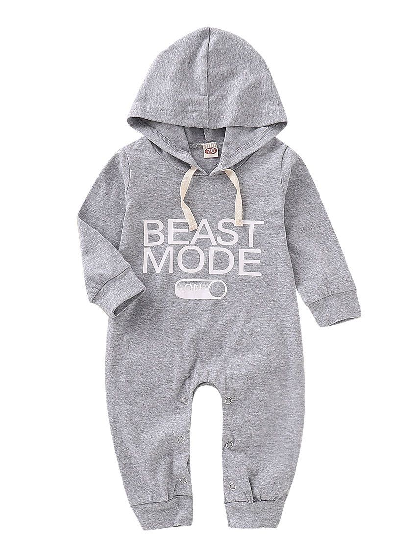 Spring Gray Long-sleeved Hooded Baby Jumpsuit Overalls - dianjiang-