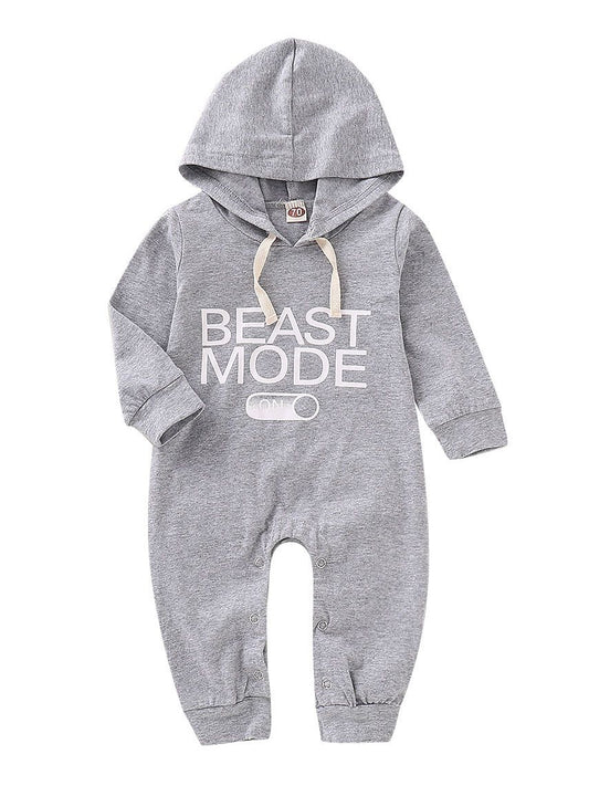 Spring Gray Long-sleeved Hooded Baby Jumpsuit Overalls - dianjiang-