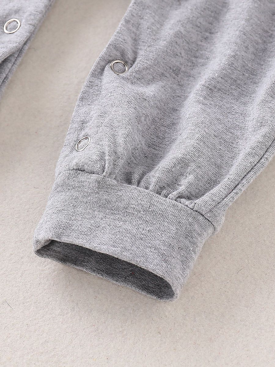 Spring Gray Long-sleeved Hooded Baby Jumpsuit Overalls - dianjiang-