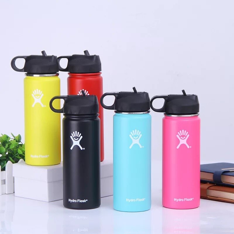 Stainless Steel Water Bottle Insulated Tumbler Flask With 2 Lids Portable Firm Durable Wide Mouth GYM Outdoor Thermos Flask - dianjiang-