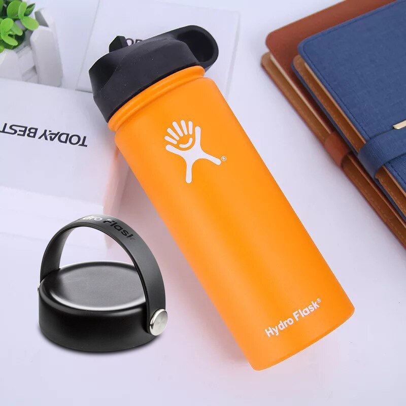 Stainless Steel Water Bottle Insulated Tumbler Flask With 2 Lids Portable Firm Durable Wide Mouth GYM Outdoor Thermos Flask - dianjiang-