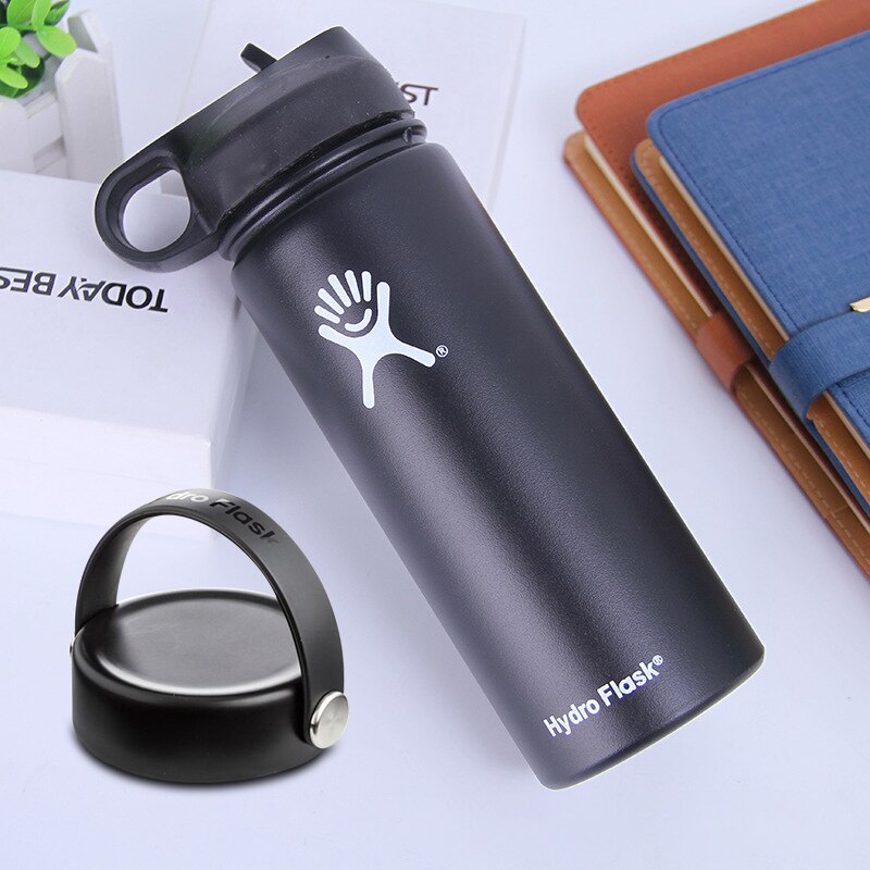 Stainless Steel Water Bottle Insulated Tumbler Flask With 2 Lids Portable Firm Durable Wide Mouth GYM Outdoor Thermos Flask - dianjiang-