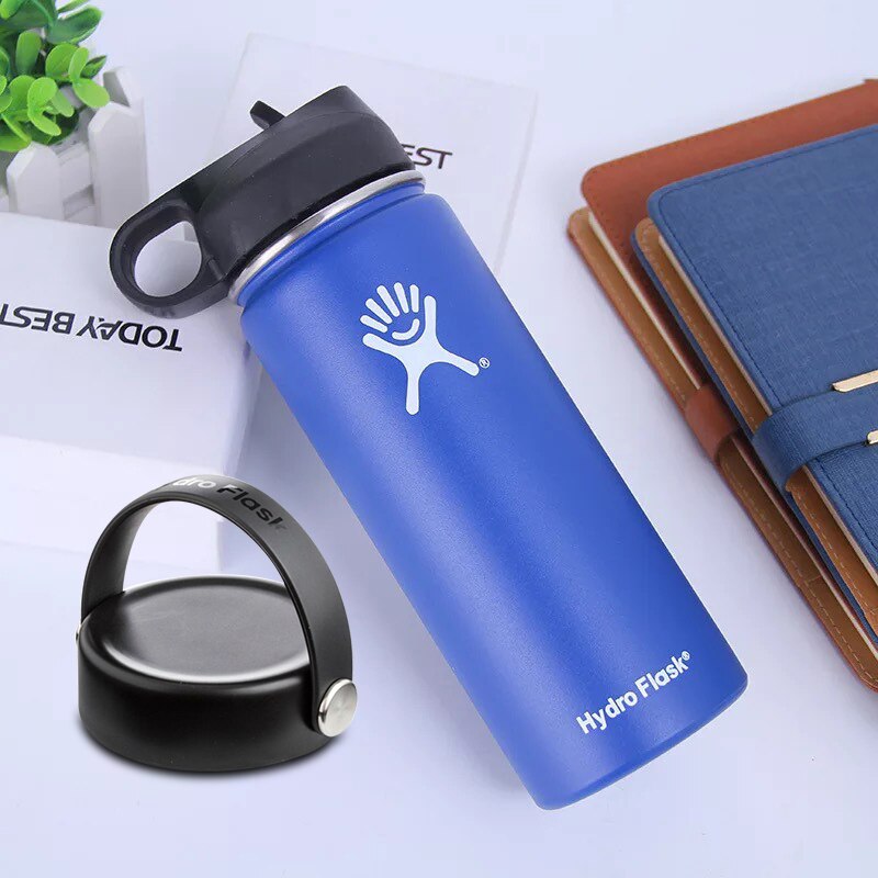 Stainless Steel Water Bottle Insulated Tumbler Flask With 2 Lids Portable Firm Durable Wide Mouth GYM Outdoor Thermos Flask - dianjiang-