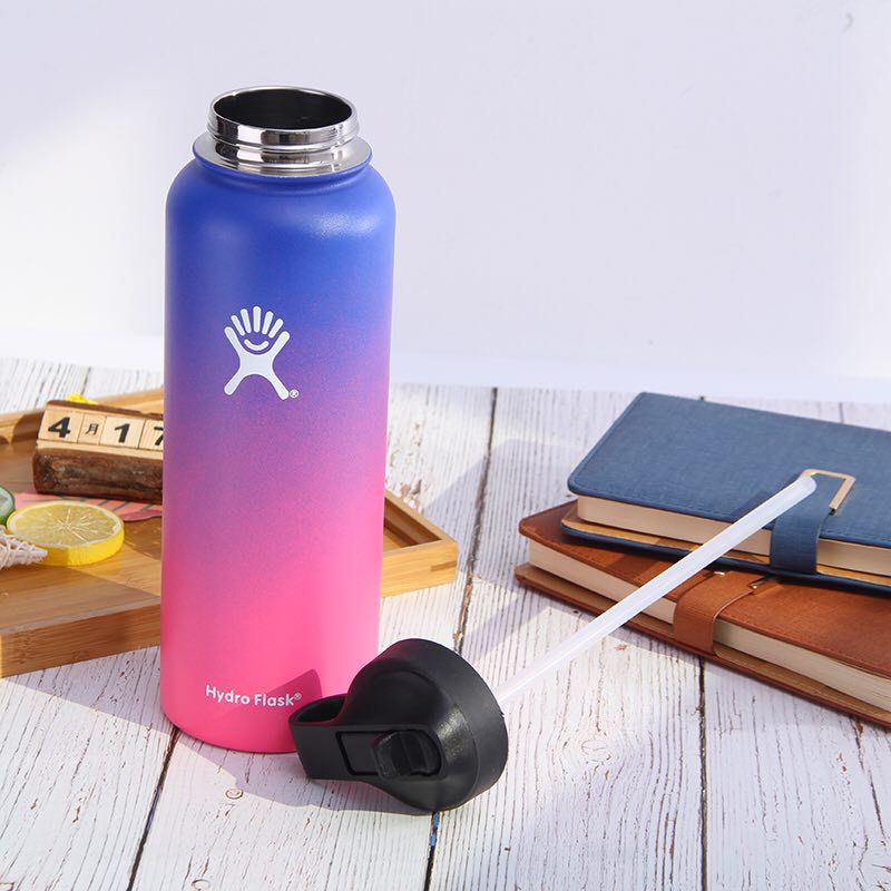 Stainless Steel Water Bottle Insulated Tumbler Flask With 2 Lids Portable Firm Durable Wide Mouth GYM Outdoor Thermos Flask - dianjiang-