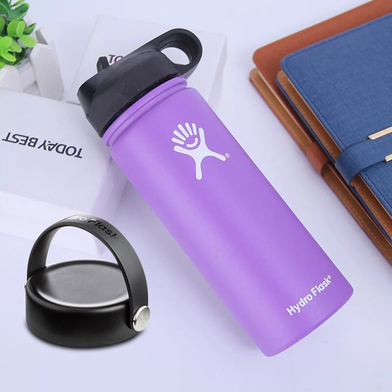 Stainless Steel Water Bottle Insulated Tumbler Flask With 2 Lids Portable Firm Durable Wide Mouth GYM Outdoor Thermos Flask - dianjiang-