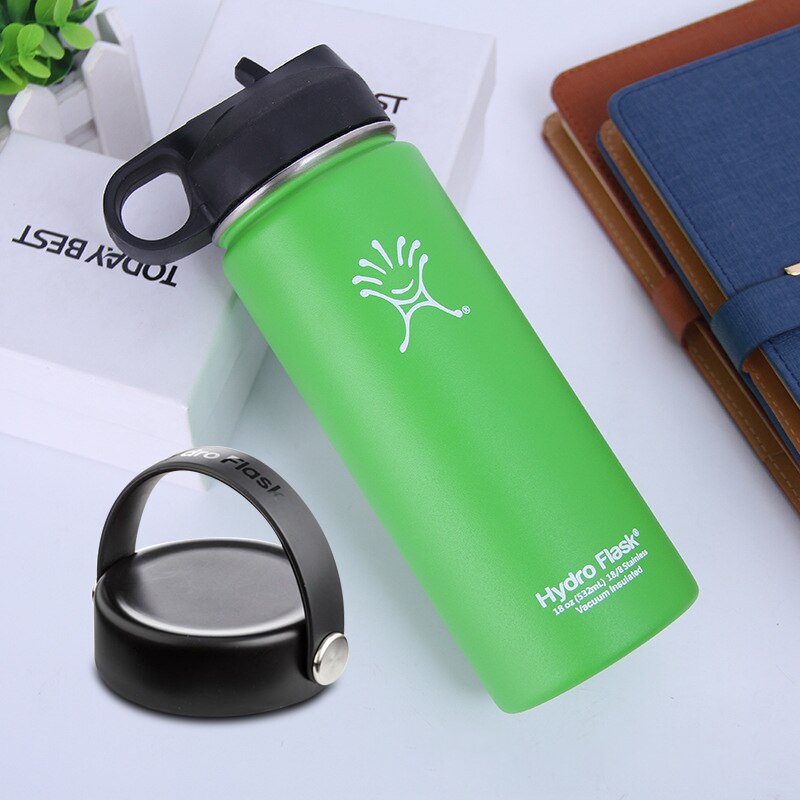 Stainless Steel Water Bottle Insulated Tumbler Flask With 2 Lids Portable Firm Durable Wide Mouth GYM Outdoor Thermos Flask - dianjiang-