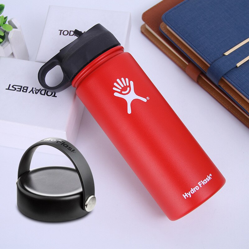 Stainless Steel Water Bottle Insulated Tumbler Flask With 2 Lids Portable Firm Durable Wide Mouth GYM Outdoor Thermos Flask - dianjiang-