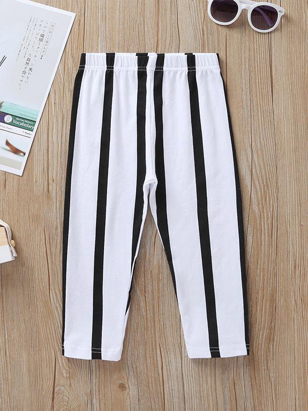 Tie Black Top Matching Stripe Pants 2-Piece Set For Baby Little Girl - dianjiang-