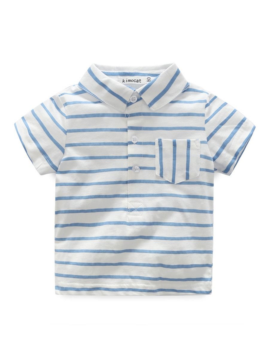 Summer Baby Boy 2-piece Outfits Striped T-shirt +Blue Suspender Shorts - dianjiang-
