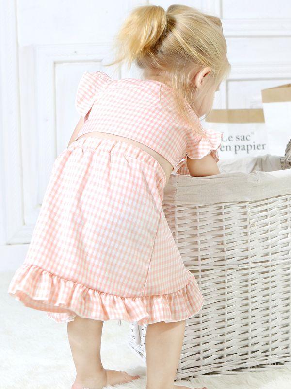 Stylish 2-piece Set Toddler Baby Girl Checked Tops+Skirt - dianjiang-