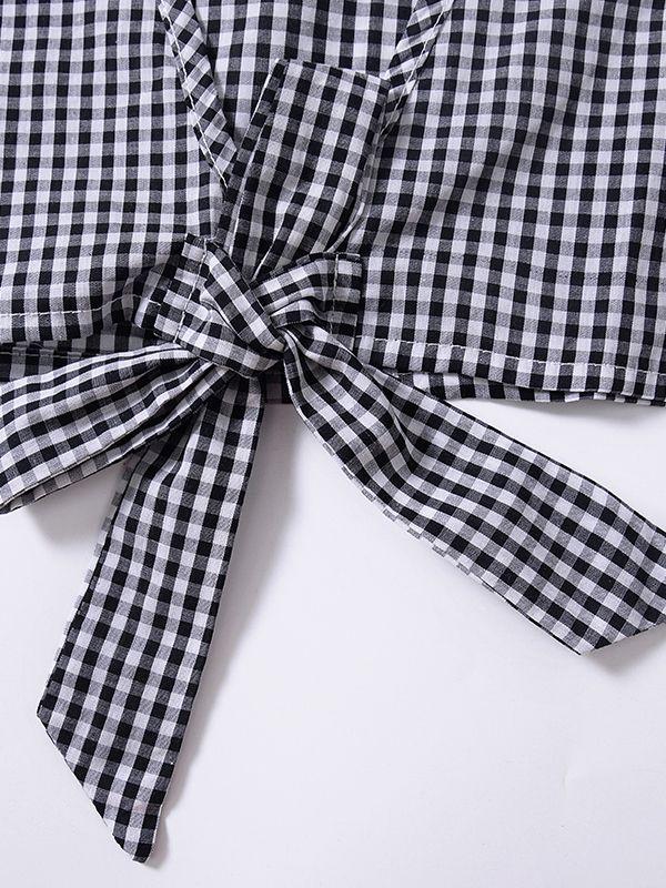 Stylish 2-piece Set Toddler Baby Girl Checked Tops+Skirt - dianjiang-