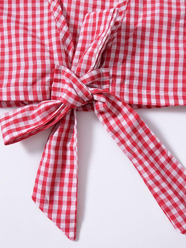 Stylish 2-piece Set Toddler Baby Girl Checked Tops+Skirt - dianjiang-