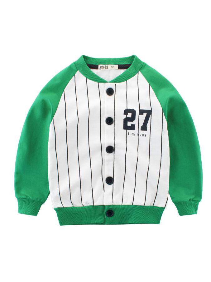 5 Colors Stylish 27 Print Buttoned Striped French Terry Jacket Long Sleeve Toddler Kids Sportswear - dianjiang-