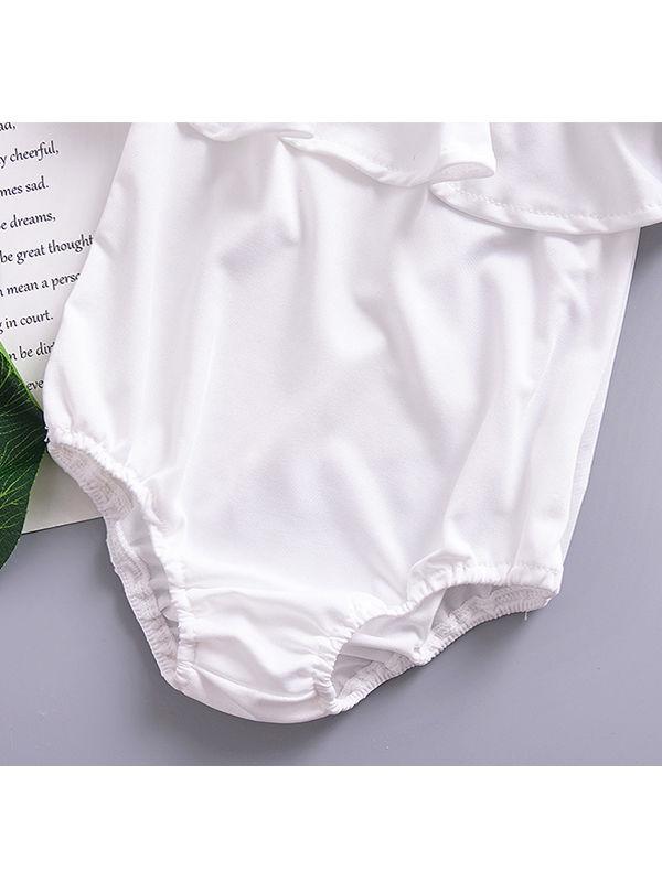 Stylish Baby Girls Off Shoulder Flutter White Romper Onesie - dianjiang-