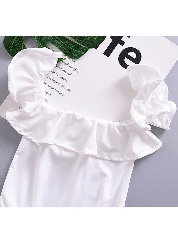 Stylish Baby Girls Off Shoulder Flutter White Romper Onesie - dianjiang-