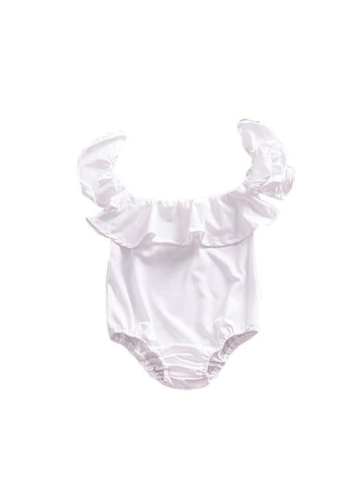 Stylish Baby Girls Off Shoulder Flutter White Romper Onesie - dianjiang-