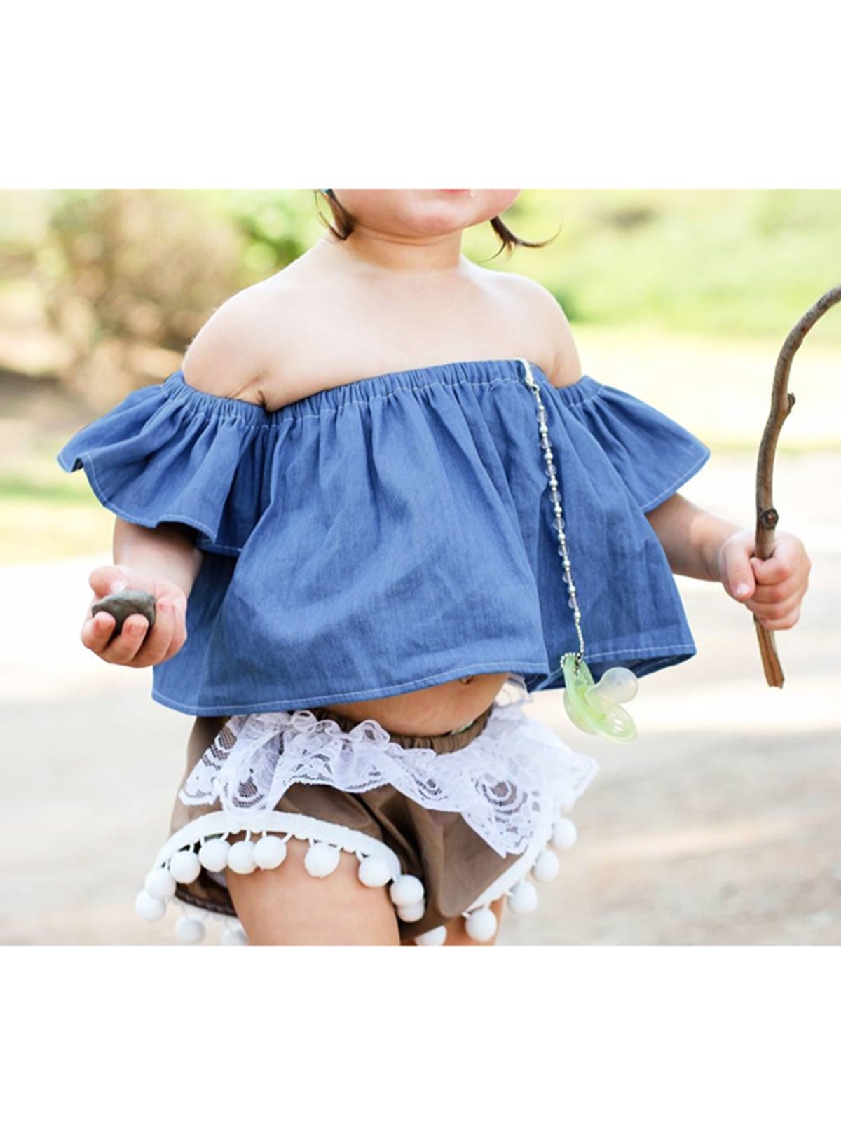 Stylish Baby Girls Off shoulder Flared Sleeves Top - dianjiang-