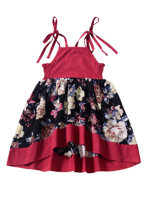Stylish Baby Little Girl Summer Lace-up Floral Dress - dianjiang-