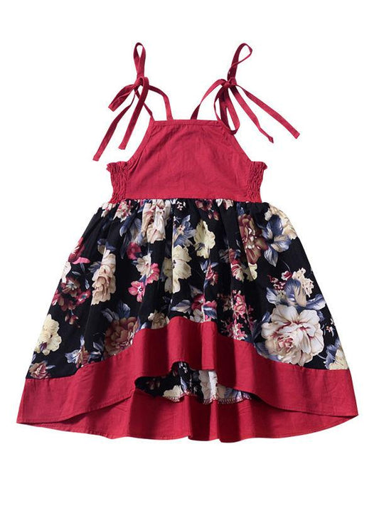 Stylish Baby Little Girl Summer Lace-up Floral Dress - dianjiang-