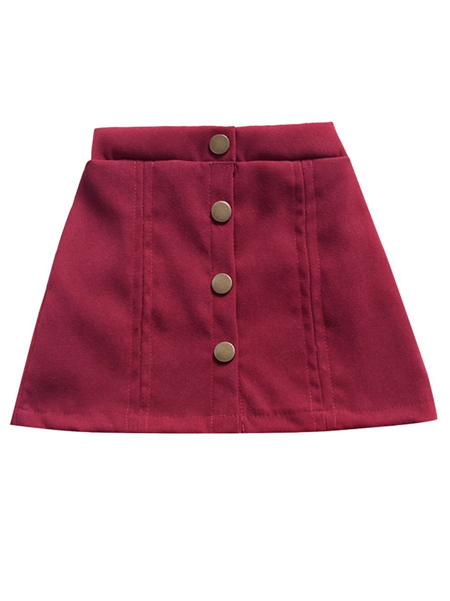 Stylish Buttoned Solid Color A-line Skirt - dianjiang-
